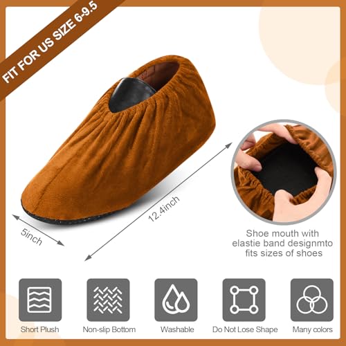 JaGely 11 Pair 11 Pair Reusable Cloth Shoe Covers for Indoors, Light Brown - color: Light Brown