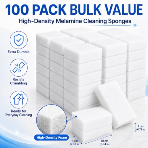 100 Pack Melamine Foam Magic Eraser Sponges for Multi - Surface Use - color: White 100 Pcs