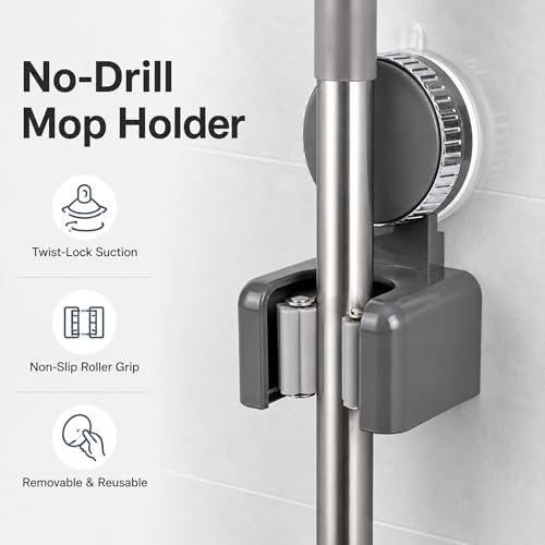 Suction Cup Mop and Broom Holder Wall Mount, 2 Pack