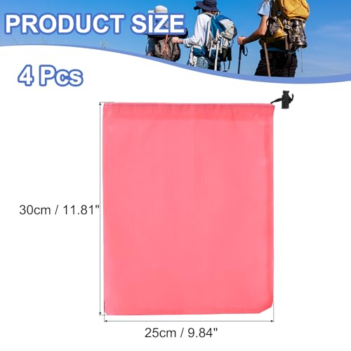 Drawstring Bag with Toggle, Stuff Sack String Waterproof Travel Storage Bags Cinch Stuff Pouch -Fitting for (Gym/Traveling/Hiking/Yoga/Office/Shoes) 12 x 10 & 4 Pack & Pink - color: Pink, size: 12 x 10"