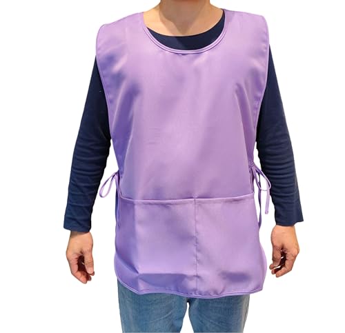 Large Smock Cobbler Apron for Men & Women, Adjustable Side Ties & 2 Pockets - color: Lavender
