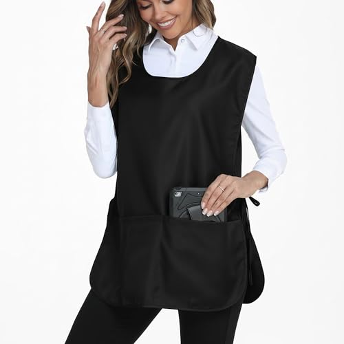 Xeoxarel Unisex Cobbler Apron with 3 Deep Pockets, Smock Vest Apron - color: 7 Pack - Cobbler Apron Black