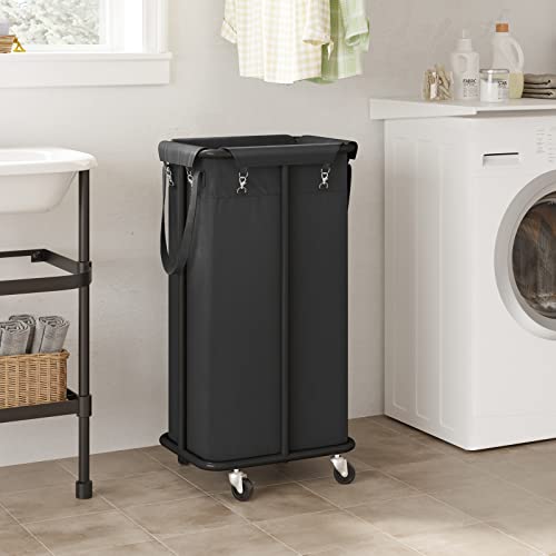 WOWLIVE 100L Rolling Laundry Basket with Wheels, Tall Laundry Hamper - color: Black, size: 100 l (17.0×13.0×30.8 in)