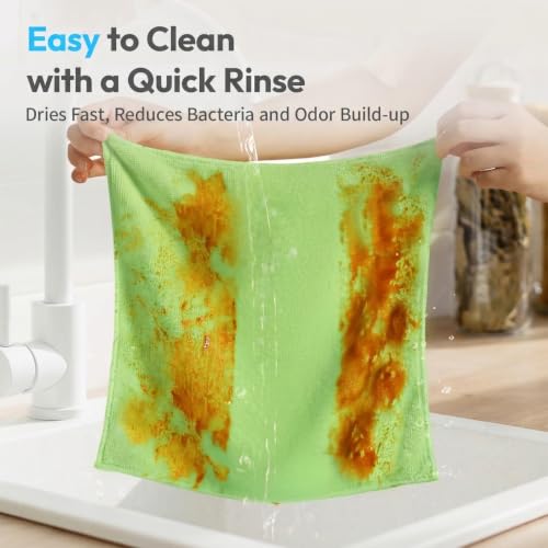 Microfiber Cleaning Cloth 12 Pack, 12 x 12 Inch,Green - color: Green