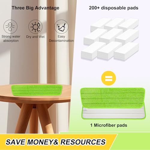 16.5 Inch Reusable Mop Pads Microfiber Spray Mop Replacement Heads for Wet/Dry Mops Compatible with Bona Floor Care System (6 Pack) - color: Green
