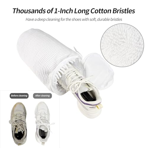 GOGOODA Shoes Bags for Laundry, 2 PCS Sneakers Wash Bags for Flats, Durable Shoe Cleaning Bag for Washing Machine and Dryers, Reusable Shoe Wash Bags for Tennis Shoes Unstain Cleaner Kit(White, 2Pack)