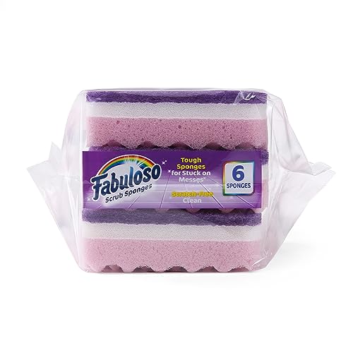 Fabuloso Scratch-Free Kitchen Dish Sponges, Purple, 6 Count, 2-Pack - color: Purple, size: 6 Count (Pack of 2)