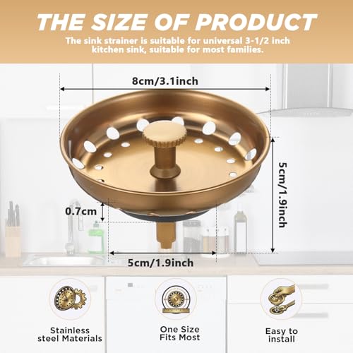 Retisee 2 Pcs Kitchen Sink Strainer Stopper Drain Plug, Champagne Brown - color: Champagne Brown