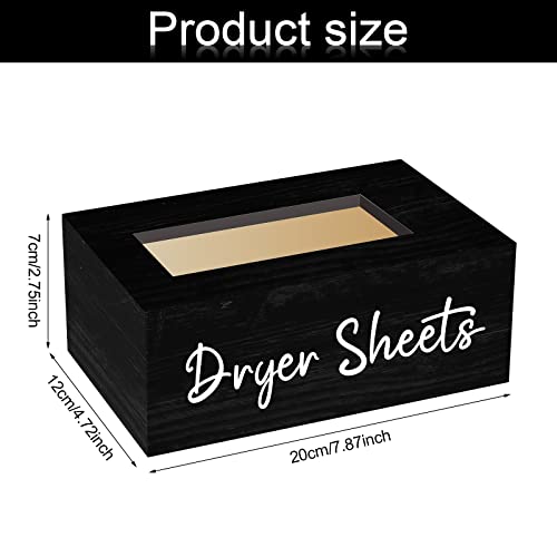 Blulu Dryer Sheet Holder for Laundry Room Wooden Dryer Sheet Container Sheets Dispenser Box Wooden Container Modern for Organizing Fabric Laundry Pods, 7.87 x 4.72 x 2.75 Inches(Black) - color: Black
