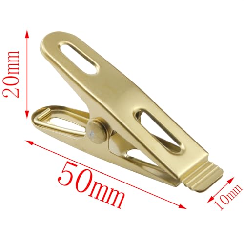 CHENJIN 25PCS 2 inch Stainless Steel Windproof Spring Clips Gold Outdoor Clothesline Sock Clips for Crafts Laundry Clothing Fixation Snack Bag Sealing
