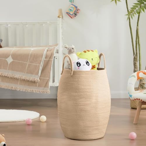 Extra Large Laundry Hamper Basket 105L Woven Blanket Basket, Jute Brown - color: Jute Brown, size: 105L