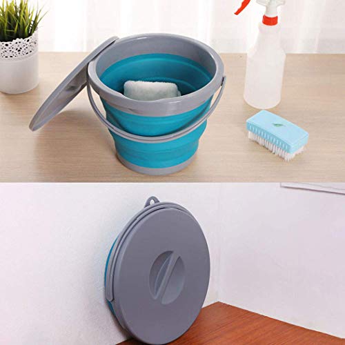 Ahyuan Collapsible Water Bucket with Locking Lid Multifunction Foldable Round Tub Water Pot Portable Water Pail Space Saving Water Container for RV, Camping, Marine, Outdoor Activities and Home (Blue) - color: Blue,green