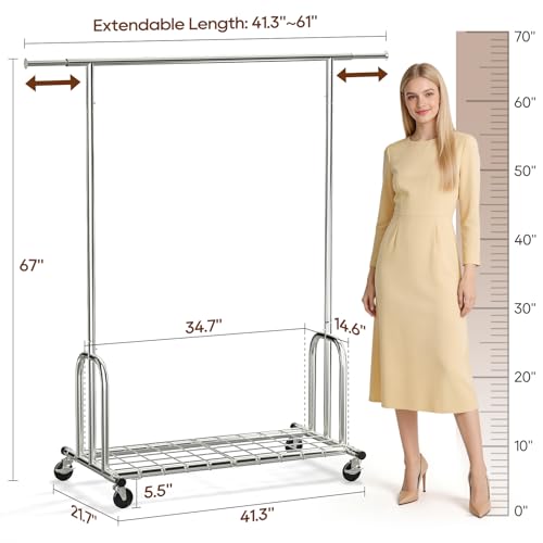 TigerParty Heavy Duty Clothes Rack,Load 600 LBS,Metal Garment Rack,Standing Rolling,Clothing Rack for Hanging Clothes,Portable Closet Wardrobe Rack for Bedroom Laundry Living Room - size: Style3