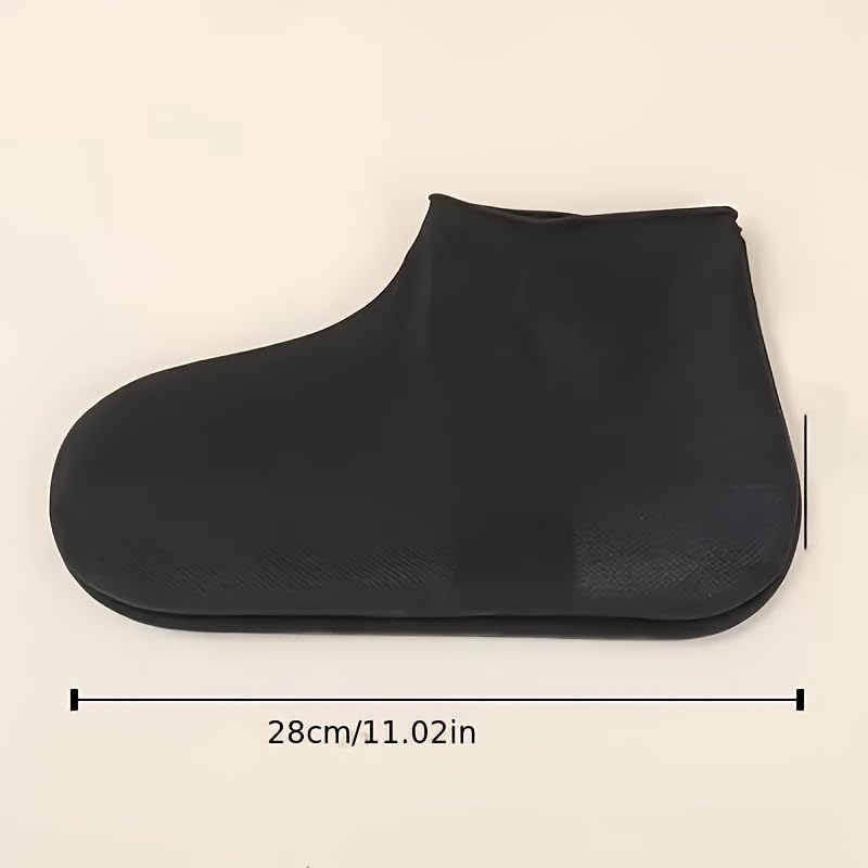 1 Pair of Shoe Covers – Waterproof, Reusable & Slip-Resistant for Men and Women | Durable, Elastic, Easy to Clean - color: Black