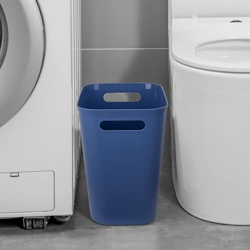 UUJOLY Plastic Small Bathroom Trash Can Wastebasket, 3.5 Gallon, Blue - color: Blue, size: 3.5 Gallon