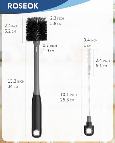 ROSEOK 2 in 1 Bottle Brush with Straw Cleaner Brush, Water Bottle Brush - color: Black, size: 1pcs