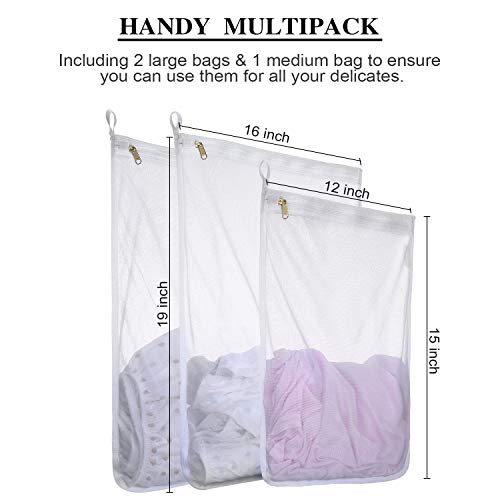 Fine Mesh Laundry Bags for Delicates, 6 Pack (2L+1M) Reusable Wash Bags with Sturdy Zippers, Durable Net Washing Bags for Lingerie, Bra, Sock, Underwear, Baby Clothes, Travel Organizer - size: set of 3 (2*L+1*M) (Pack of 2)