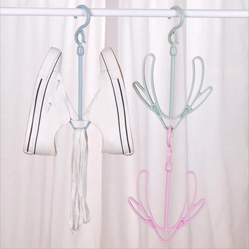 Connectable Shoe Drying Rack | 360 Rotatable Windproof Hanger for Sneakers Scarves Hats (Green)