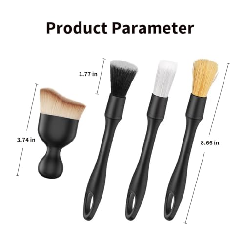 QioTceen Car Detailing Brush Set - 4-Piece Kit for Interior & Exterior Cleaning - Premium Car Wash Brush for Professional Results car Duster Interior
