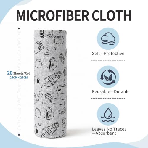Microfiber Cleaning Cloth Roll, 60 Pack Tear Away Reusable Microfiber Towels, 10"×10" Lint Free Scratch Free Cleaning Rags, Ultra Absorbent Washable Cloths for Indoor and Outdoor, Grey - color: Grey, size: 60pack(3 roll)