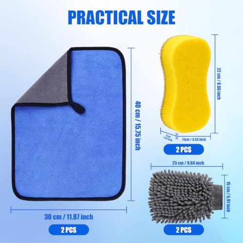 6-Pack Car Cleaning Kit – Microfiber Cloth, Mitt & Sponge Set - color: 6 Pack