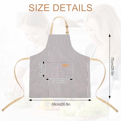 VALOME 2 Pack Kitchen Aprons with Pockets, Cooking Chef Apron for Men Women - color: Brown & Red