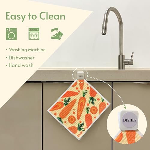 Eulnars Reusable Paper Towels, Swedish Dishcloths for Kitchen 8-Pack, Non-Scratch Swedish Dish Towels, Super Absorbent Cellulose Dish Cloths, No Odor Dish Rags - color: Vegetable