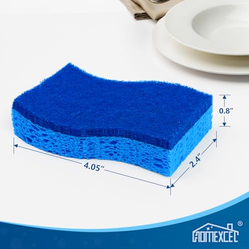 HOMEXCEL Sponges Kitchen 24 Pack, Non Scratch Scrub Dish Sponge, S- Blue - color: Light Blue-s Shape