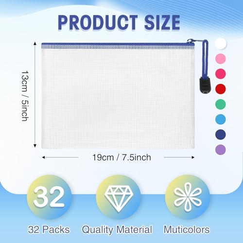 Jetec 32 Mesh Zipper Bags Bikini, Classic Color, 7.5 x 5 Inch, 32 Pcs - color: Classic Color, size: 7.5 x 5 Inch