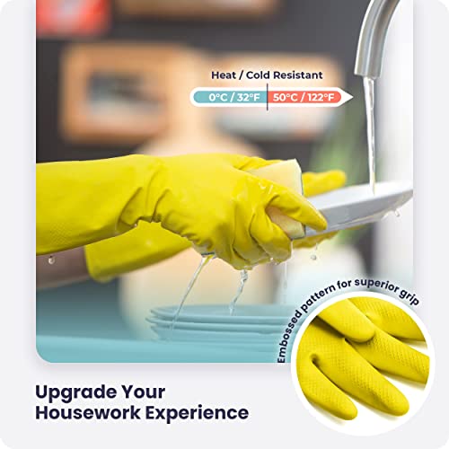 FMP Brands 3/6/12/60 Pairs Cleaning Gloves, Waterproof Rubber Gloves for Washing Dishes, Non-Slip Latex Dishwashing Gloves - color: Yellow, size: X-Large (Pack of 12)