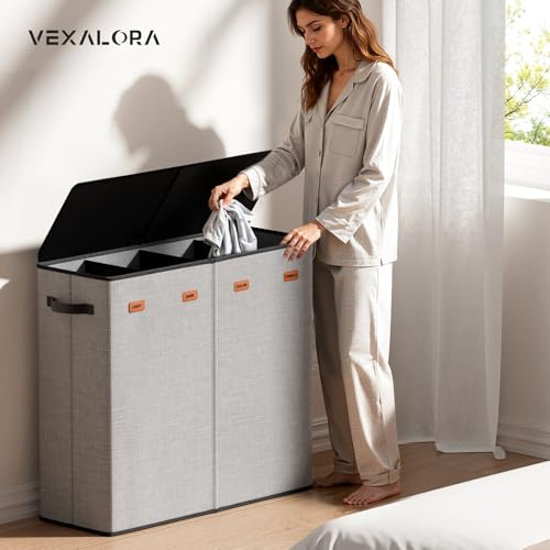 Laundry Hamper 4-Section with Lid, 185L Laundry Sorter with 4 Removable Bags + 1 Extra Large Bag, Switchable 3/4 Compartment, Laundry Basket Organizer for Bedroom, Laundry Room,Grey - color: Grey, size: 48.86 Gal - 4 Section