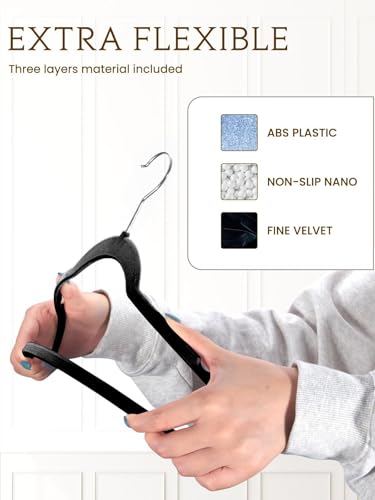 Black Velvet Hangers 70 Pack, Non Slip Felt Slim Hangers for Space Saving - color: Black, size: 70 Pack