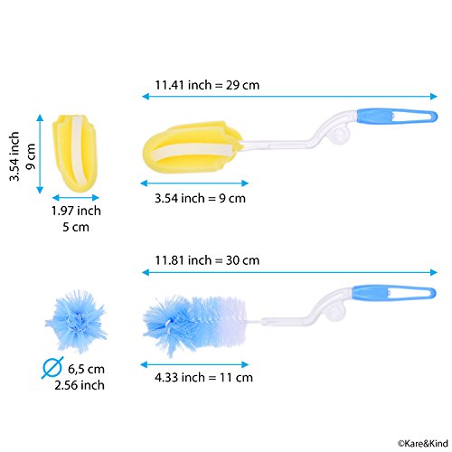 Baby Bottle Cleaning Kit - Set of 9 Cleaning Brushes for Cleaning Baby Milk/Water Bottles, Nipples, Caps, Straws, Tubes, etc. - Makes Your Bottle Sterilising Routine Easier - Safe Food Grade