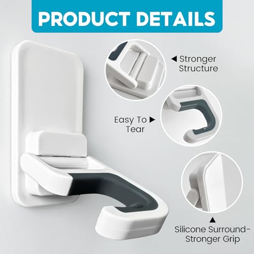 Broom Holder Wall Mount, 4 Pack Self Adhesive Broom and Mop Organizer