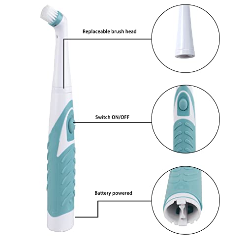 Electric Cleaning Brush with 4 in 1 Multiple Brush Heads, Indoor Household Cordless Motorized Brush for Bathroom Toilet Kitchen Tile Crevice - color: Green