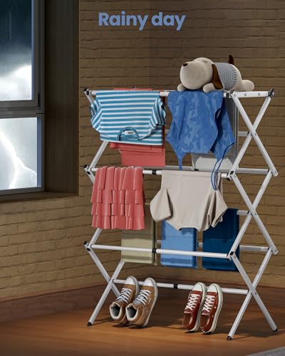 APEXCHASER Oversize 3-Tier Clothes Drying Rack, No Install, White - color: White