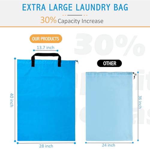 Isink Extra Large Heavy Duty Laundry Bag - 28" x 40", Travel Laundry Bag for Dirty Clothes, Light Blue - color: Extra Large Laundry Bag With Handles (Light Blue)