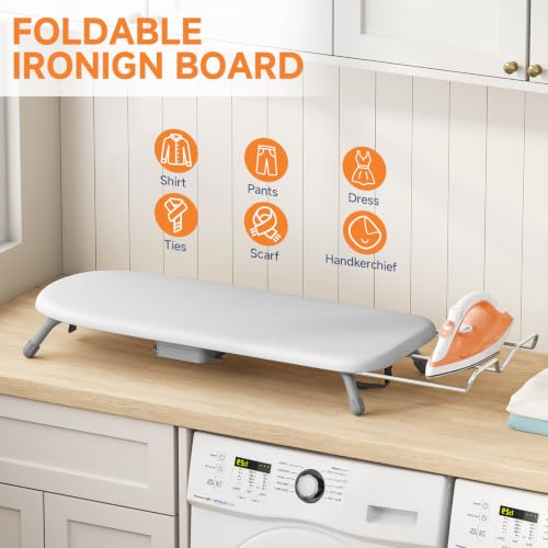 APEXCHASER Small Ironing Board, Iron Board with Iron Rest & Holder, Grey - color: Gray