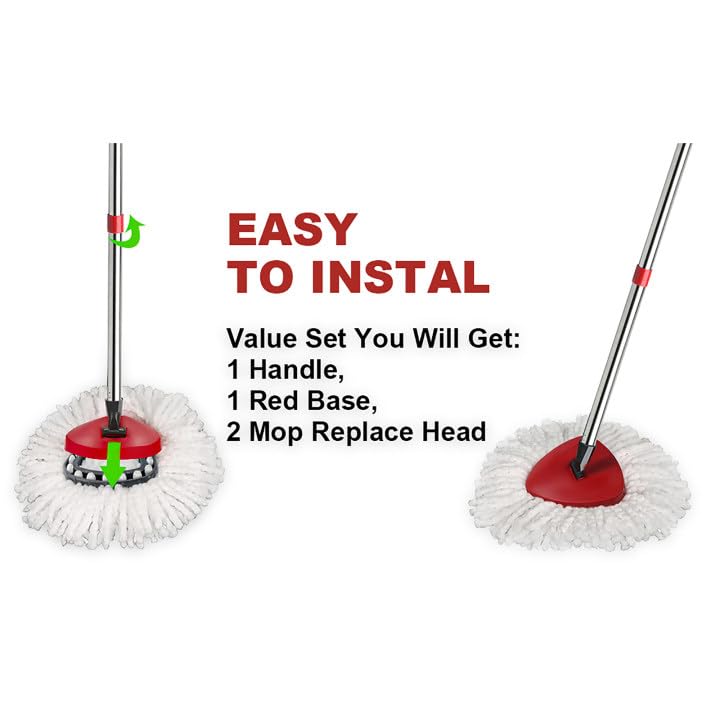 Spin Mop Replacement Set Compatible with OCedar EasyWring 1-Tank - color: White (1-tank System)