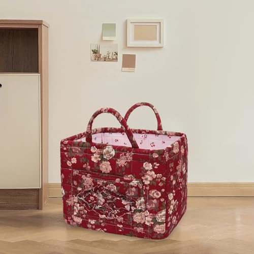 Boho Fabric Storage Basket, Large Capacity Laundry Basket, 12.2'' x 10.23'' x 10.23'' Collapsible Laundry Hamper with Easy Carry Handles (A Multi-Color 3, L) - color: A Multi-Color 3