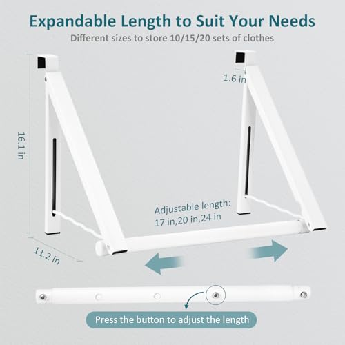 Optish Foldable Over The Door Clothes Hanger, Space Saving Small Clothes Rack Door Hangers for Clothing, 2Pack, White - size: 2 Pack