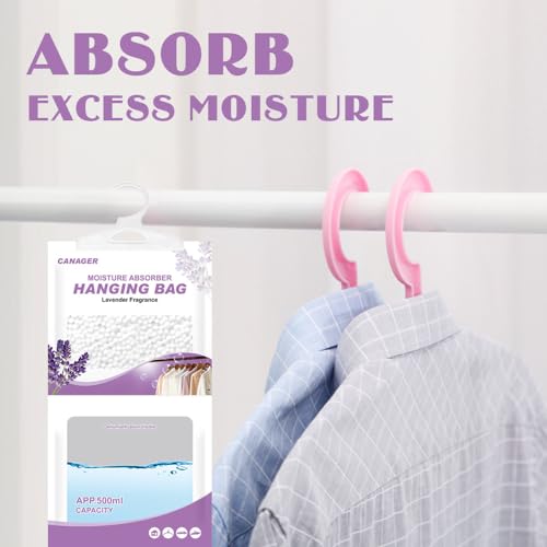 CANAGER Hanging Moisture Absorber, Lavender Vanilla Moistureproof Hanging Bag, Dehumidifier Bag (8 packs), Moisture Absorb 12.5 oz. - color: Dark Purple