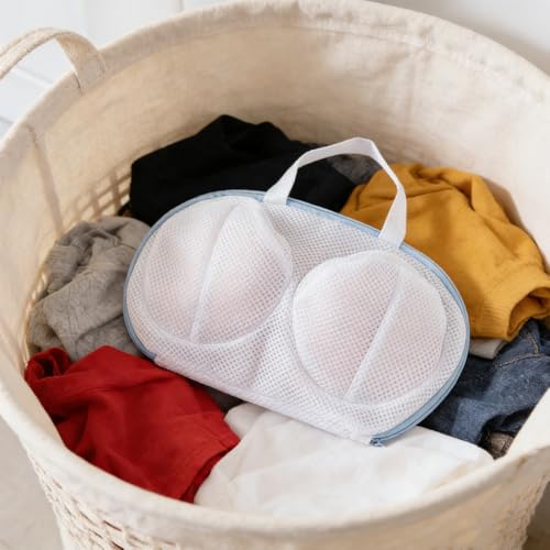 Bra Wash Bag Set, Mesh Laundry Washing Bags with Premium Zipper for Bra, Foldable Mesh Lingerie Underware Wash Bags Protector for Washing Machine - color: Blue
