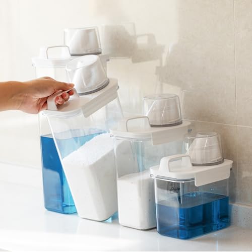 Laundry Detergent Dispenser-1 Pack, 78 oz Detergent Dispenser with 4 Removable Labels, Laundry Soap Dispenser for Laundry Room Organization and Storage, BPA Free & PET Plastic Clear