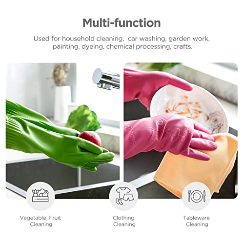 Dishwashing gloves 2 Pairs for kitchen,Rubber cleaning gloves,Long dish gloves reuseable. - color: Multicolor, size: Small (Pack of 2)
