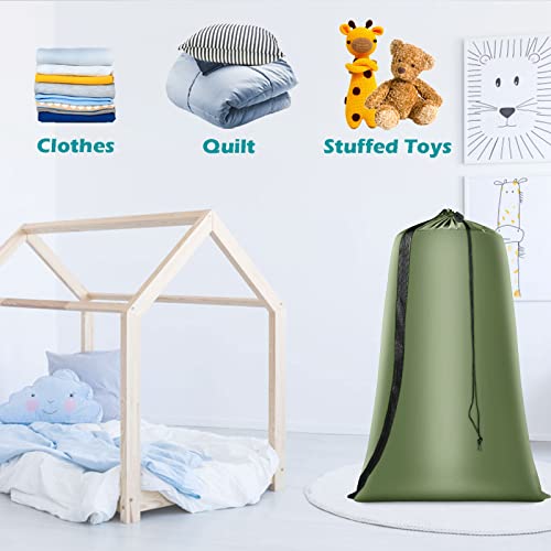 Coomee Heavy Duty Laundry Bag, 2 Pack XXL Nylon Laundry Bags with Straps - color: Green, size: 48" x 28" x 1"