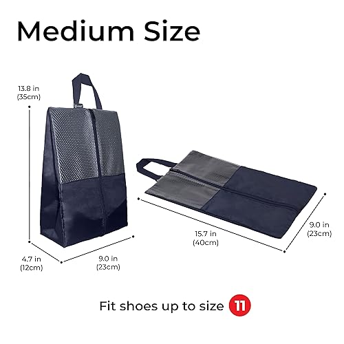 Shoe Bags For Travel, Used As For Storage or Shoe Travel Bag, Space Saving When Travelling With This Travel Shoe Bags For Packing, Featuring Waterproof Nylon Sneaker Bag. (Navy, 2 Pack, Medium) - color: Navy, 2 Pack, size: Medium