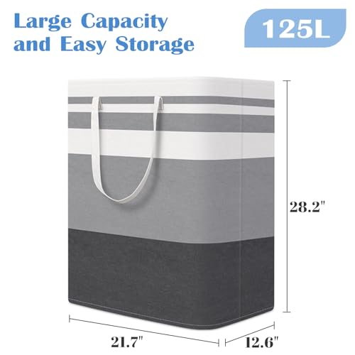 BlissTotes 3-Pack Laundry Basket, Collapsible Laundry Hamper, Grey, 125L - color: Grey, size: 125L