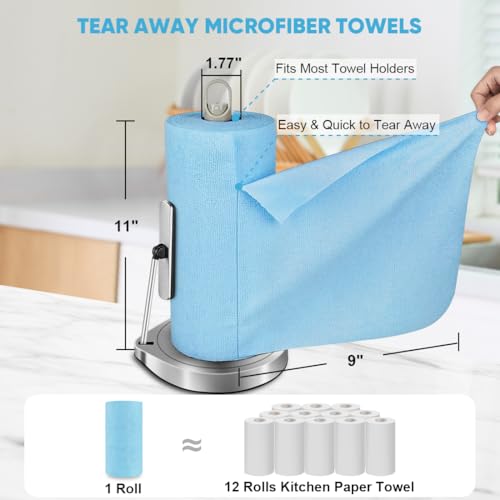 AIDEA Microfiber Cleaning Cloth 165 Sheets 3 Roll, Blue Shop Towels, 11×9" - color: Blue, size: 55 Count (Pack of 3)