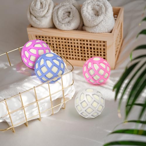 Dryer Balls – Patented Silicone Guard, Natural Wool Core, Super Anti-Tangle & Saves Drying Time, Reduces Static & Noise, Natural Fabric Softener, XL 3" (Pink Light Blue, Pack of 4) - size: Pink Light Blue